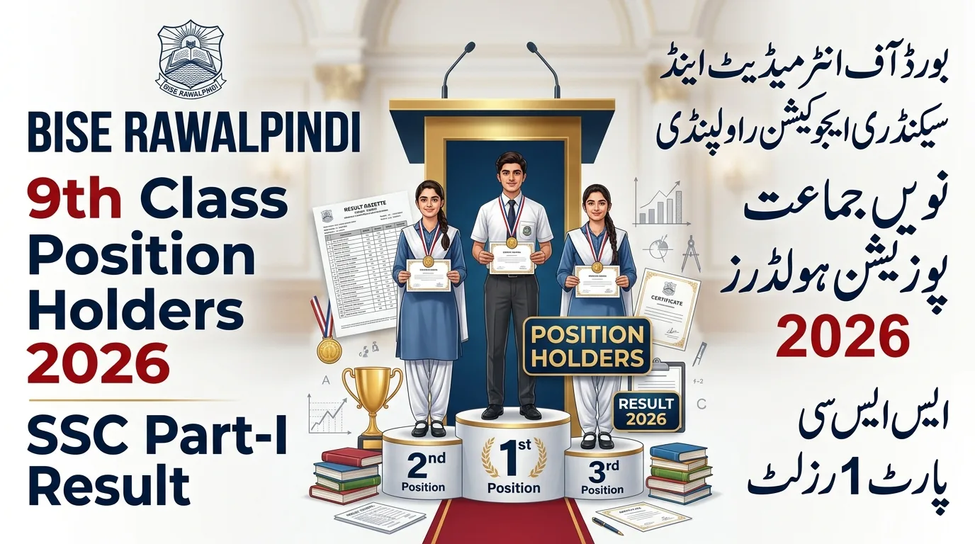 BISE Rawalpindi 9th Class SSC Part 1 Position Holders Result